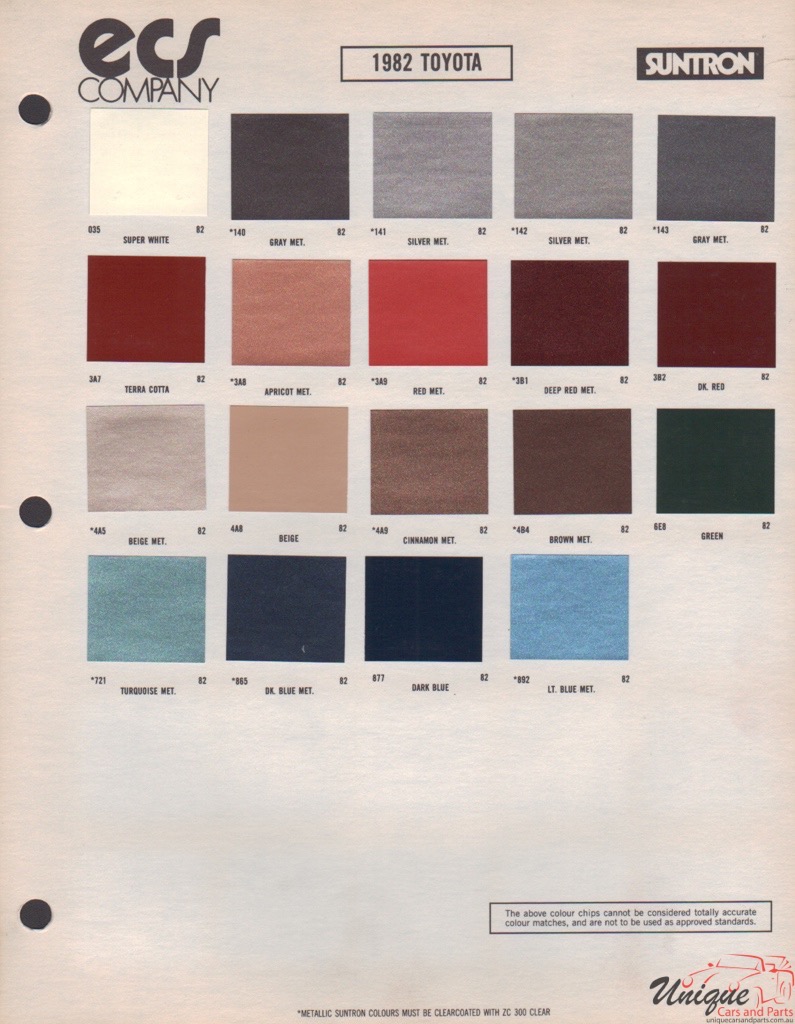 1982 Toyota Paint Charts ECS